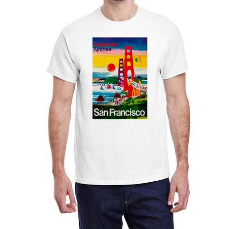 Vintage American Airlines San Francisco 1970's Travel Poster T-shirt