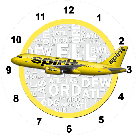 Spirit Airlines A319 Yellow Livery Wall Clock