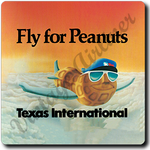 Texas International Airlines Captain Peanuts Square Coaster