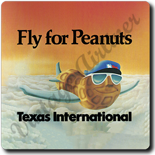 Texas International Airlines Captain Peanuts Square Coaster
