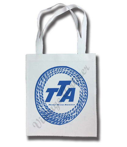 Trans-Texas Airways 1940's Rope Bag Sticker Tote Bag