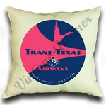 Trans Texas Airways 1960's Vintage Linen Pillow Case Cover