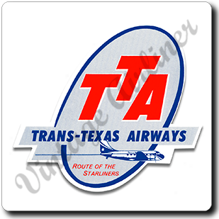 Trans Texas Airways 1940's Vintage Square Coaster