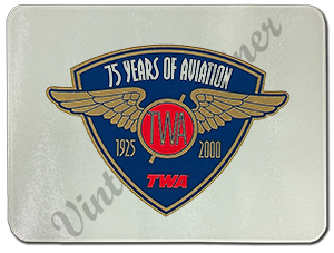TWA 75th Anniversary Bag Sticker Glass Cutting Board