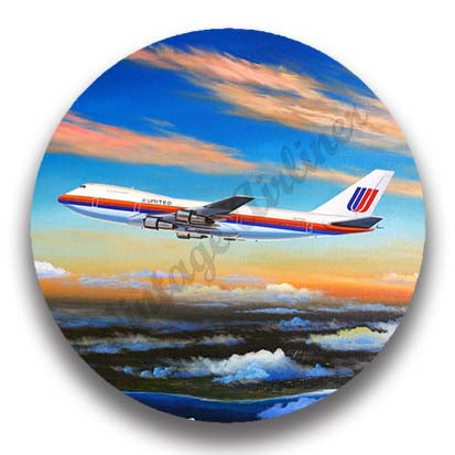 United Airlines 747 by Rick Broome Magnets