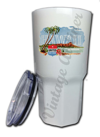 United Airlines 1950's Hawaii Bag Sticker Tumbler