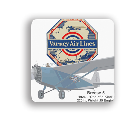 Varney Air Lines Breese 5 Square Coaster