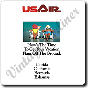 US Air 1980's Timetable Cover Square Coaster