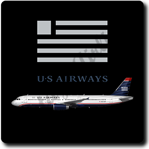 US Airways 737-300 Livery  -  Square Coaster