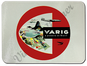 Varig Airlines Vintage Bag Sticker Glass Cutting Board