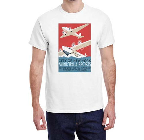 Vintage City of New York Municipal Airports Poster T-shirt