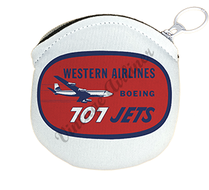 Western Airlines 707 Vintage Bag Sticker Round Coin Purse