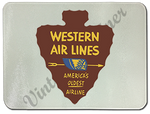 Western Airlines Vintage Bag Sticker Glass Cutting Board