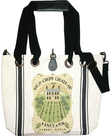 Vintage Wine Label Canvas Tote/Crossbody Bag