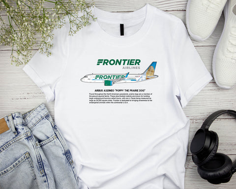 Frontier - Airbus A320NEO "Poppy The Prairie Dog" - Historical T-Shirt 007898