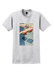 American Overseas Airlines USA T-Shirt - Vintage AOA Engines Poster - Ash