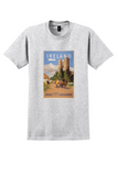 Irish International Airlines Ireland T-Shirt - Vintage Round Tower Poster - Ash