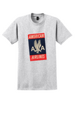 American Airlines T-Shirt - Vintage AA Eagle Bag Sticker - Ash