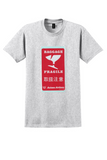 Asiana Airlines T-Shirt - Vintage Fragile Baggage Label Sticker - Ash