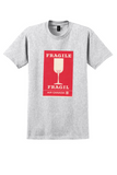 Air Canada T-Shirt - Vintage Fragile Fragil Wine Glass Label - Ash