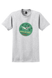 Japan Air Lines T-Shirt - Vintage Pacific Courier Crane Bag Sticker - Ash