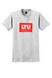 LTU International Airways T-Shirt - Vintage Address Label Sticker - Ash
