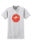 Qantas Empire Airways T-Shirt - Vintage Kangaroo Service Bag Sticker - Ash