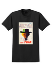 Fly TWA Arizona T-Shirt - Austin Briggs Cowgirl Poster - Black