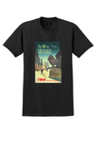 Fly TWA Chicago T-Shirt - Vintage Art Institute Lion Poster - Black