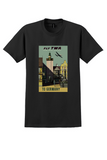 Fly TWA Germany T-Shirt - Vintage Old Town Square Poster - Black