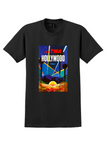 Fly TWA Hollywood T-Shirt - David Klein Searchlights Poster - Black