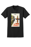 Fly TWA Italy T-Shirt - Vintage Venice St. Mark's Poster - Black