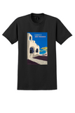 Air France Greece T-Shirt - Vintage Cycladic House Poster - Black