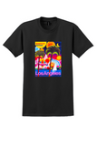American Airlines Los Angeles T-Shirt - Vintage Rainbow Palms Poster - Black