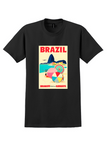 Braniff Brazil T-Shirt - Vintage Sugarloaf Beach Poster - Black