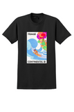 Continental Airlines Hawaii T-Shirt - Vintage Psychedelic Surfer Poster - Black