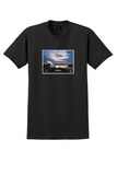 Delta MD-90 T-Shirt - Vintage Sunset Airliner Poster - Black