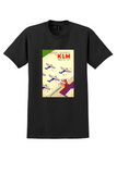 KLM Schiphol T-Shirt - Vintage Bezoekt Schiphol Poster - Black