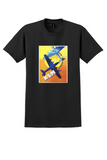 KLM All Over the World T-Shirt - Vintage Yellow Airliner Poster - Black