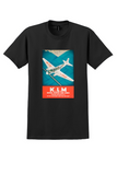 KLM Continent and Far East T-Shirt - Vintage Teal Airliner Poster - Black