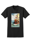 KLM Flying Dutchman T-Shirt - Vintage Tall Ship Poster - Black