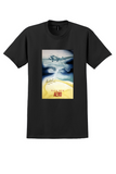 Med Aero T-Shirt - Vintage Plane Over the Sea Poster - Black