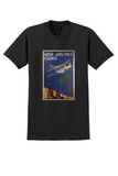 Misr Airlines Cairo T-Shirt - Vintage Pyramids and Palms Poster - Black