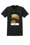 Pan Am Greece T-Shirt - Vintage Parthenon at Night Poster - Black