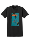 Pan Am Hawaii T-Shirt - Vintage 1950 Surfers Poster - Black