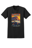 Pan Am Hawaii T-Shirt - Vintage Surfer and Clipper Poster - Black