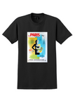 Pan Am Paris T-Shirt - Vintage Cubist Wine Glass Poster - Black