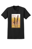 Qantas BOAC Indonesia T-Shirt - Vintage Carved Figures Poster - Black