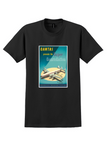 Qantas Super Constellation T-Shirt - Vintage Beach Poster - Black