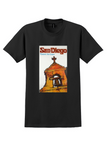 United Air Lines San Diego T-Shirt - Jebary Mission Bells Poster - Black